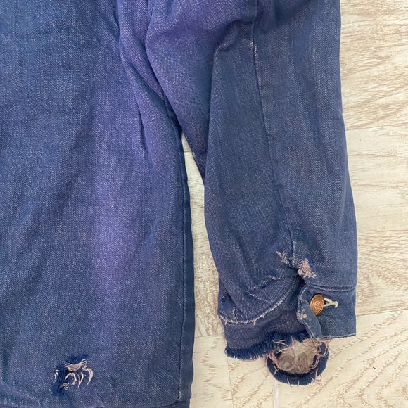 Thrashed Vintage Wrangler Denim Chore Coat - Men's Medium - Picture 7 of 8